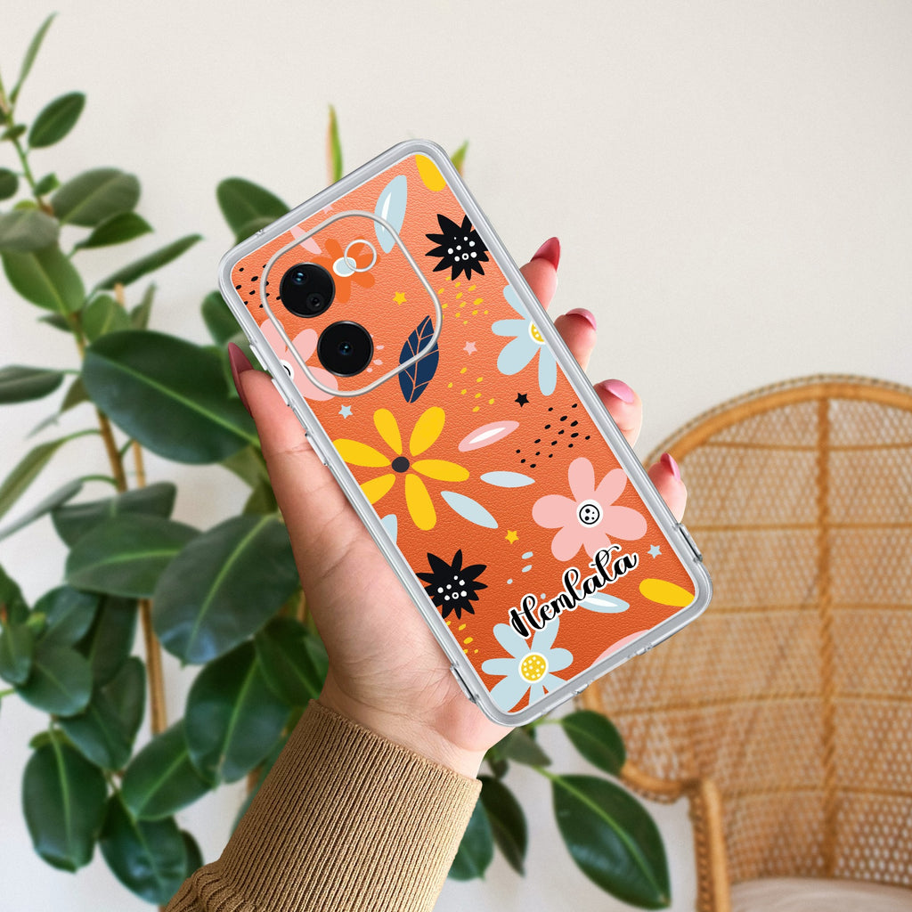 Multi Floral Customize Transparent Silicon Case For Vivo T3 Pro 5G