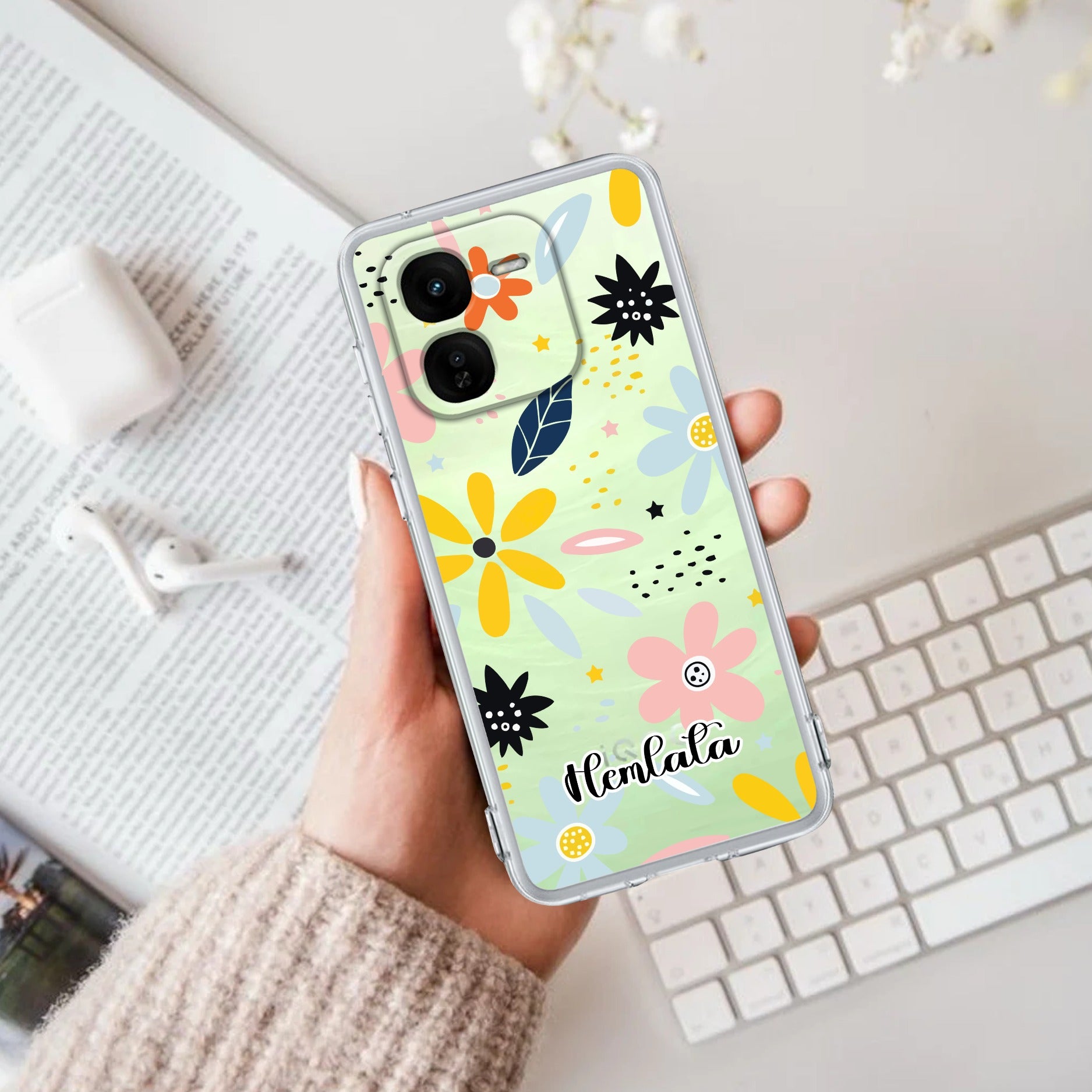 Multi Floral Customize Transparent Silicon Case For iQOO Z9x 5G