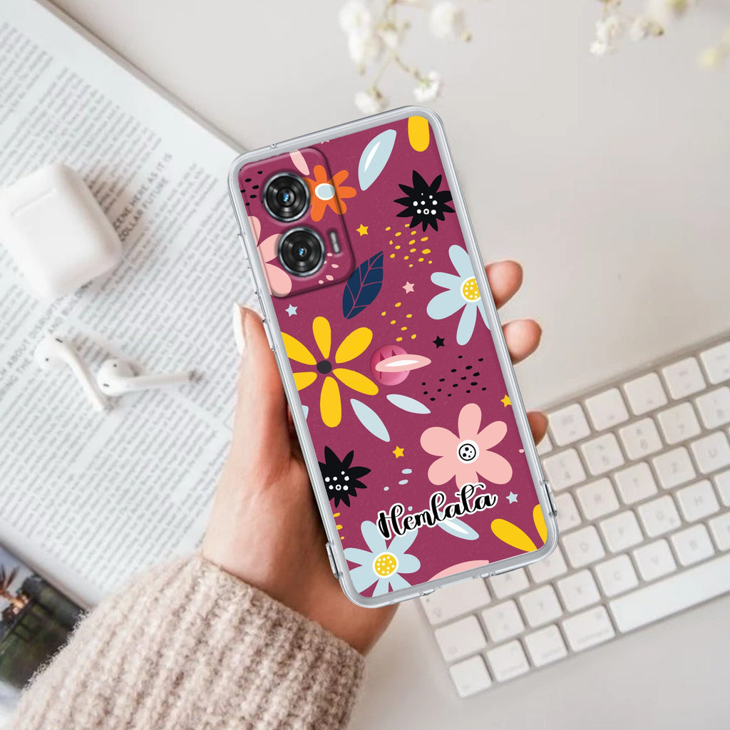 Multi Floral Customize Anti Yellow Case For Motorola Edge 50 Fusion 5G