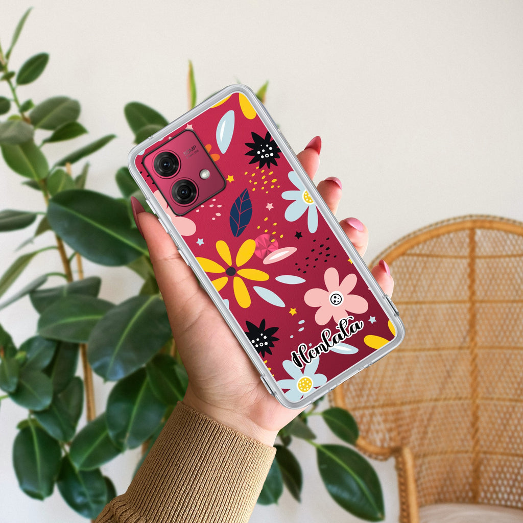 Multi Floral Customize Anti Yellow Case For Motorola G84 5G