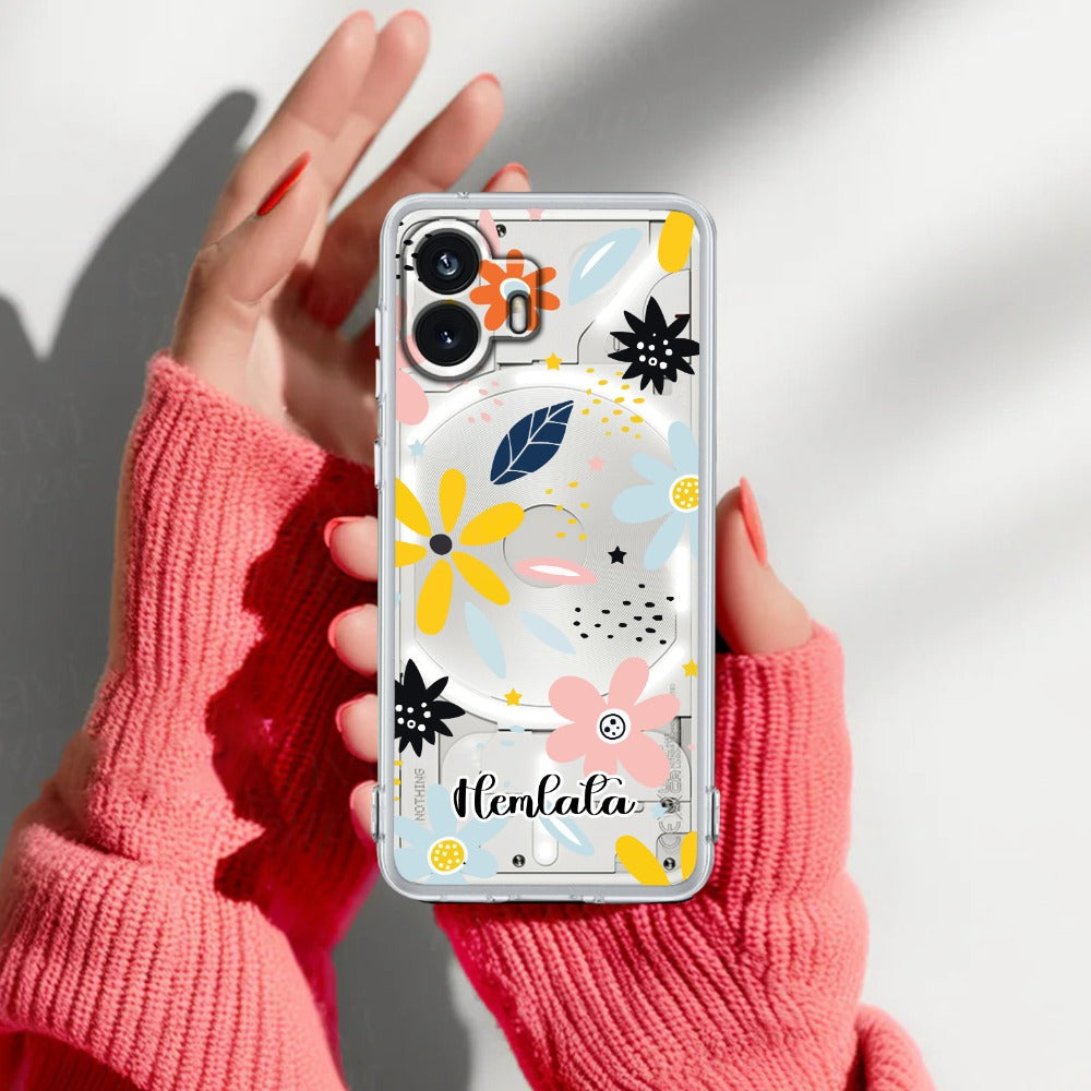 Multi Floral Customize Transparent Silicon Case For Nothing