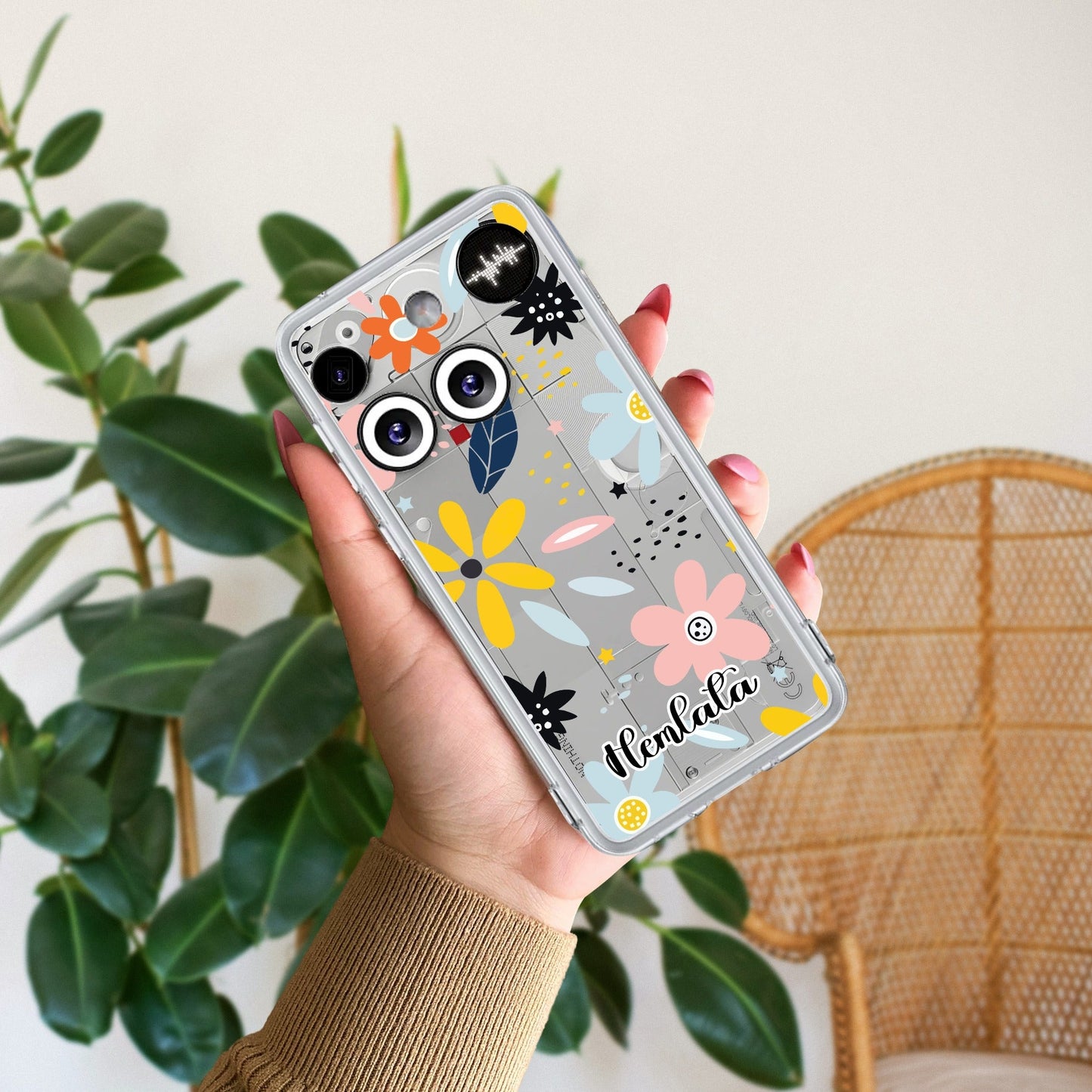 Multi Floral Customize Transparent Silicon Case For Nothing