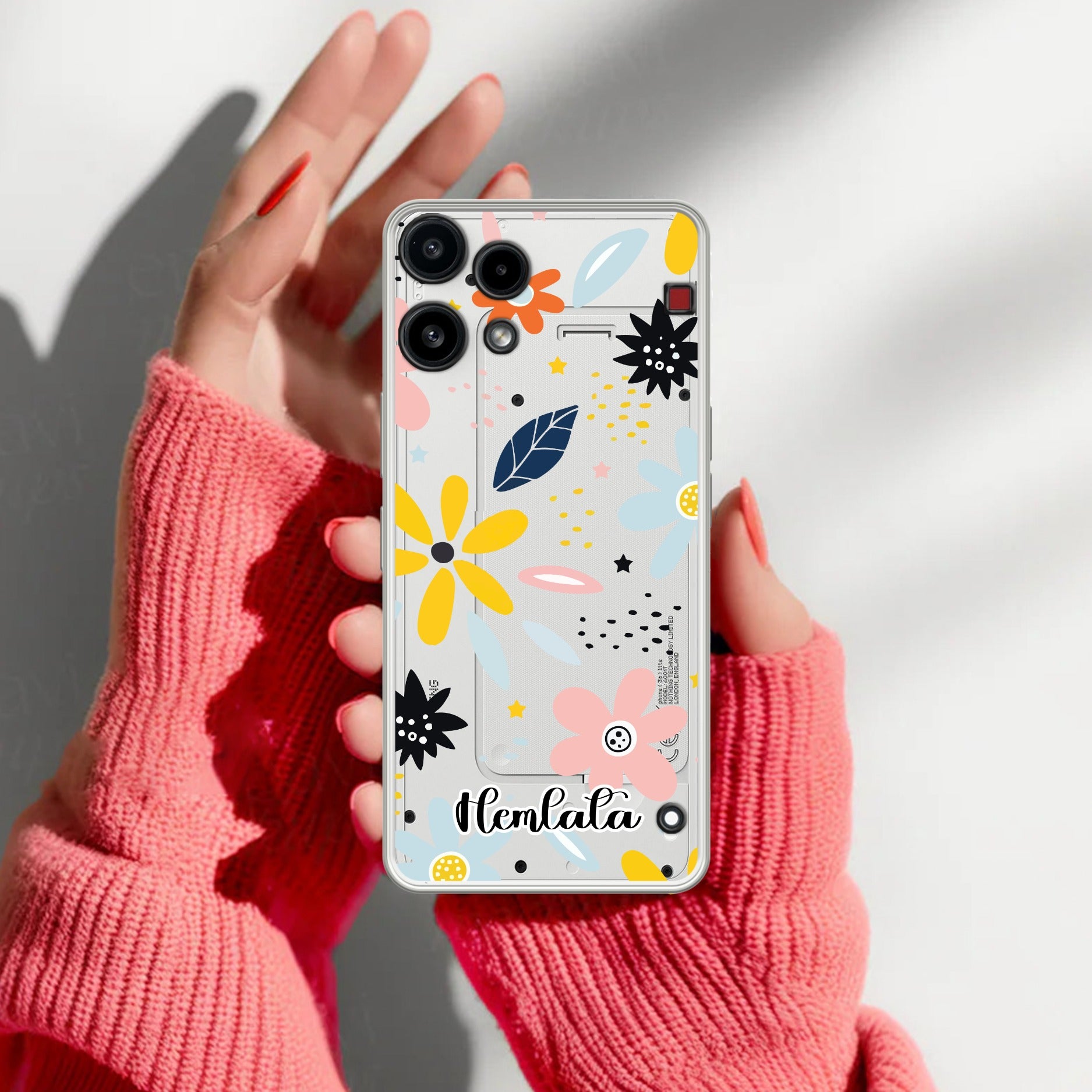 Multi Floral Customize Transparent Silicon Case For Nothing
