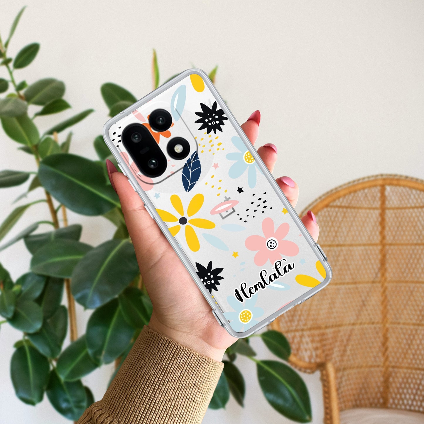 Multi Floral Customize Transparent Silicon Case For OnePlus