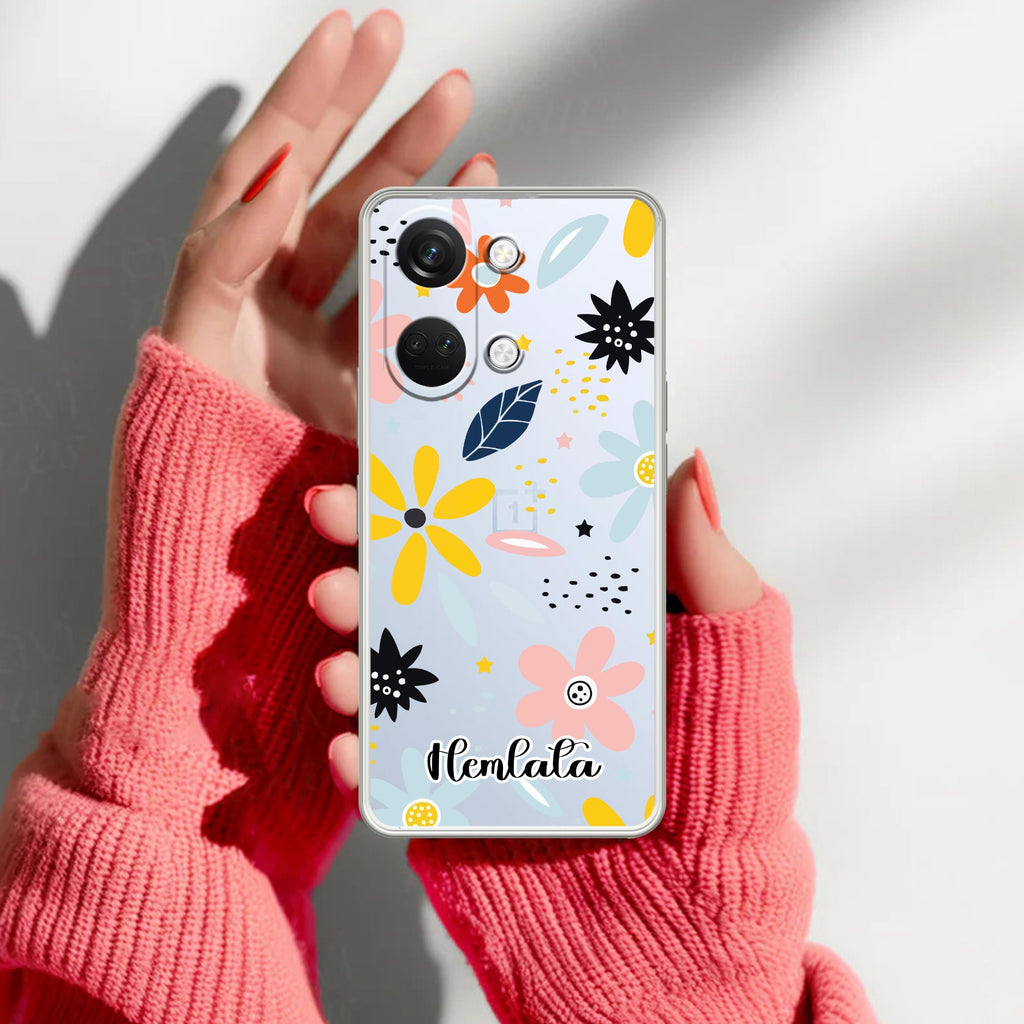 Multi Floral Customize Transparent Silicon Case For OnePlus Nord 3 5G