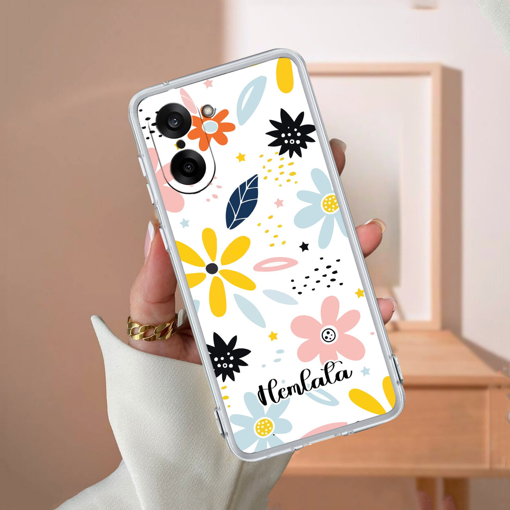 Multi Floral Customize Transparent Silicon Case For OnePlus Nord CE5 5G