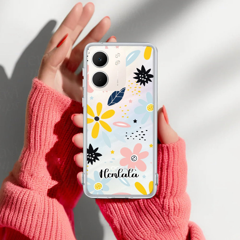 Multi Floral Customize Transparent Silicon Case For Oppo