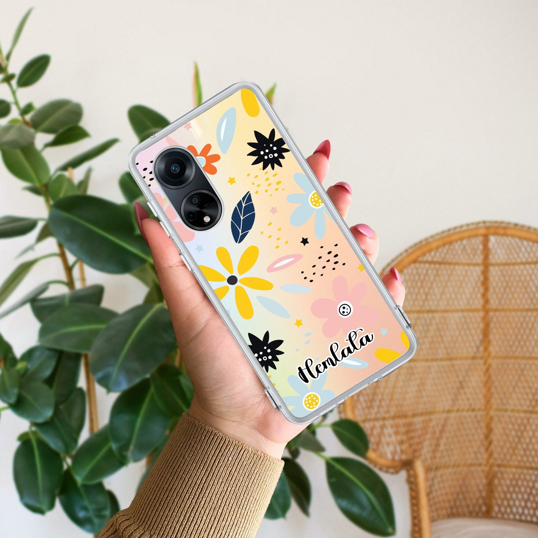 Multi Floral Customize Anti Yellow Case For Oppo Reno 8T 5G