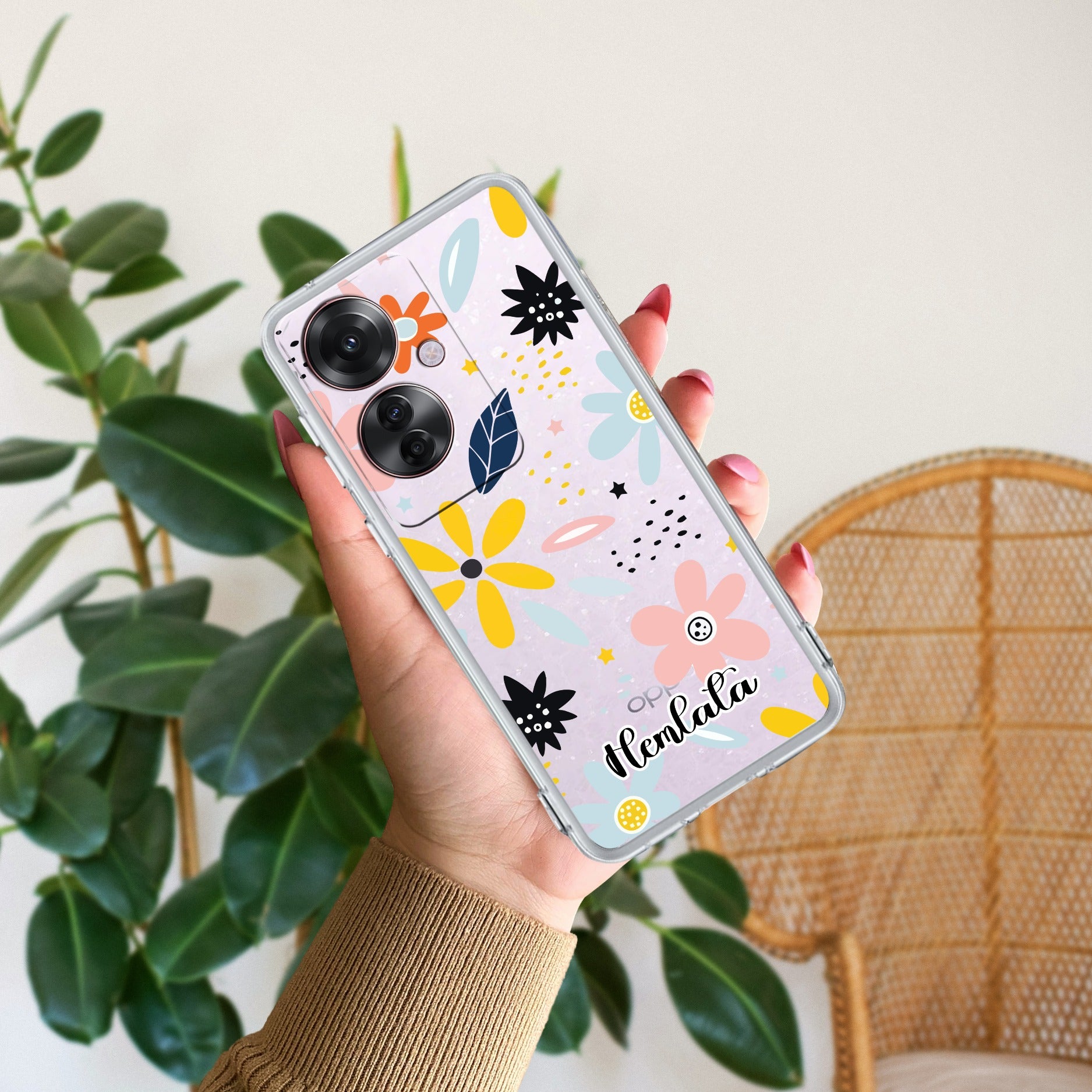 Multi Floral Customize Anti Yellow Case For Oppo F25 Pro 5G