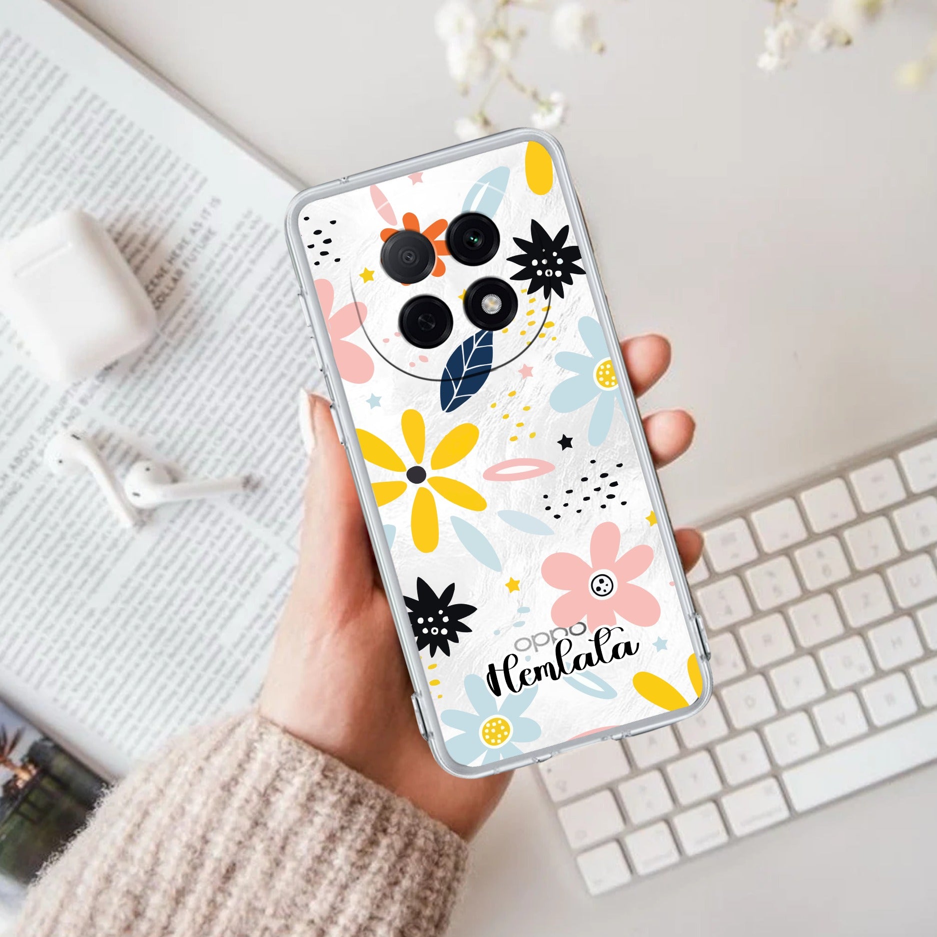 Multi Floral Customize Transparent Silicon Case For Oppo F29 Pro 5G