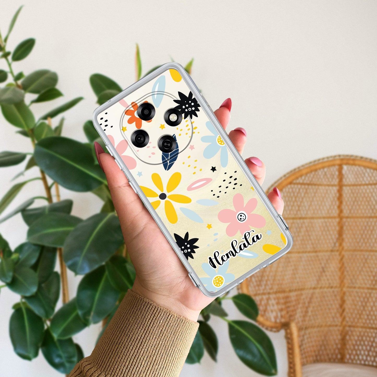 Multi Floral Customize Transparent Silicon Case For Oppo