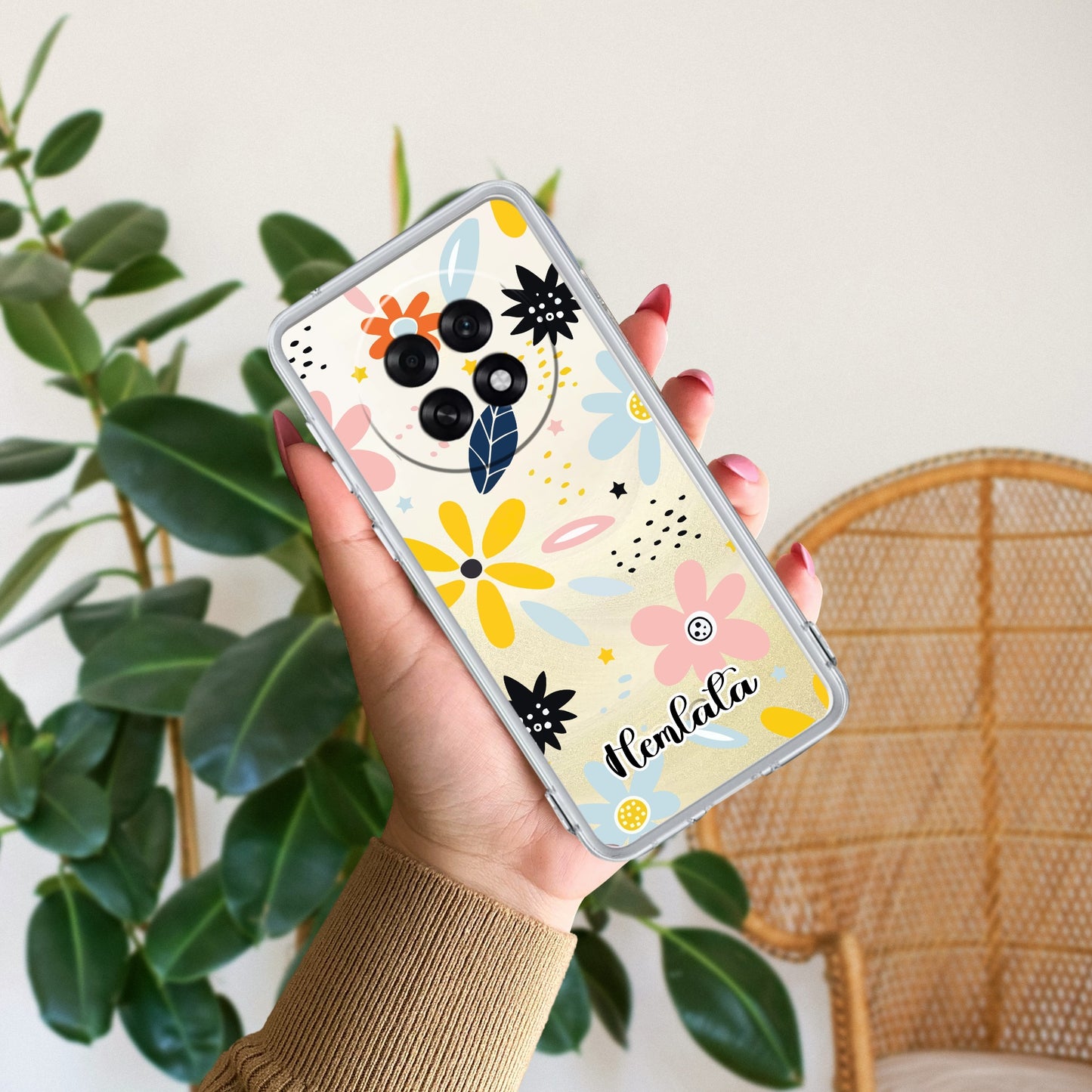 Multi Floral Customize Transparent Silicon Case For Oppo
