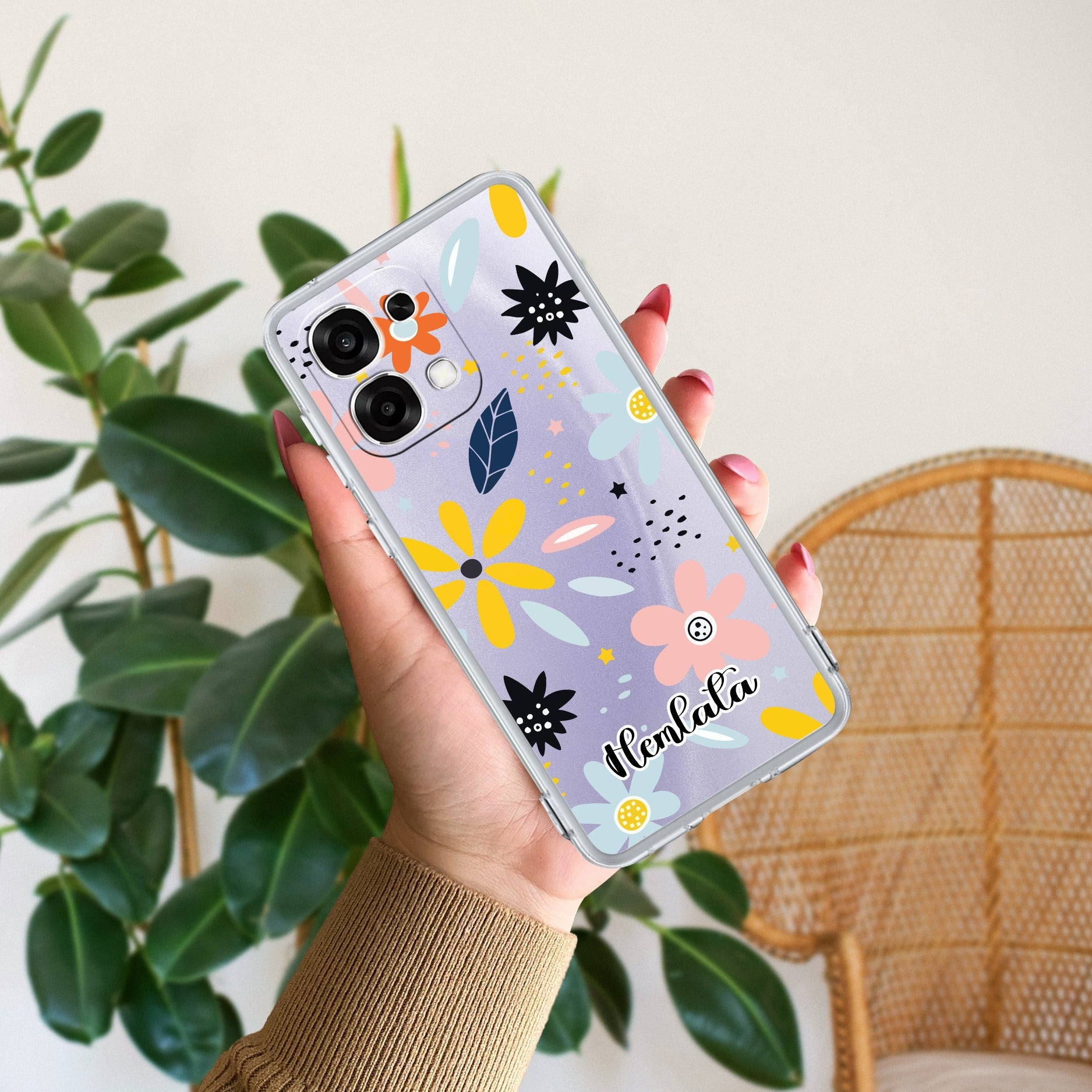 Multi Floral Customize Transparent Silicon Case For Oppo F33 5G