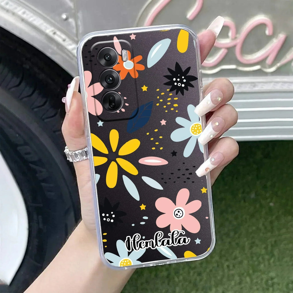 Multi Floral Customize Anti Yellow Case For Oppo Reno 12 Pro 5G