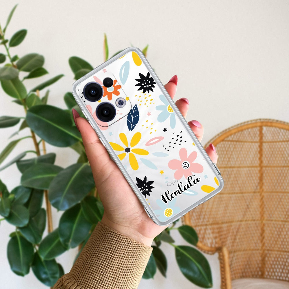 Multi Floral Customize Transparent Silicon Case For Oppo