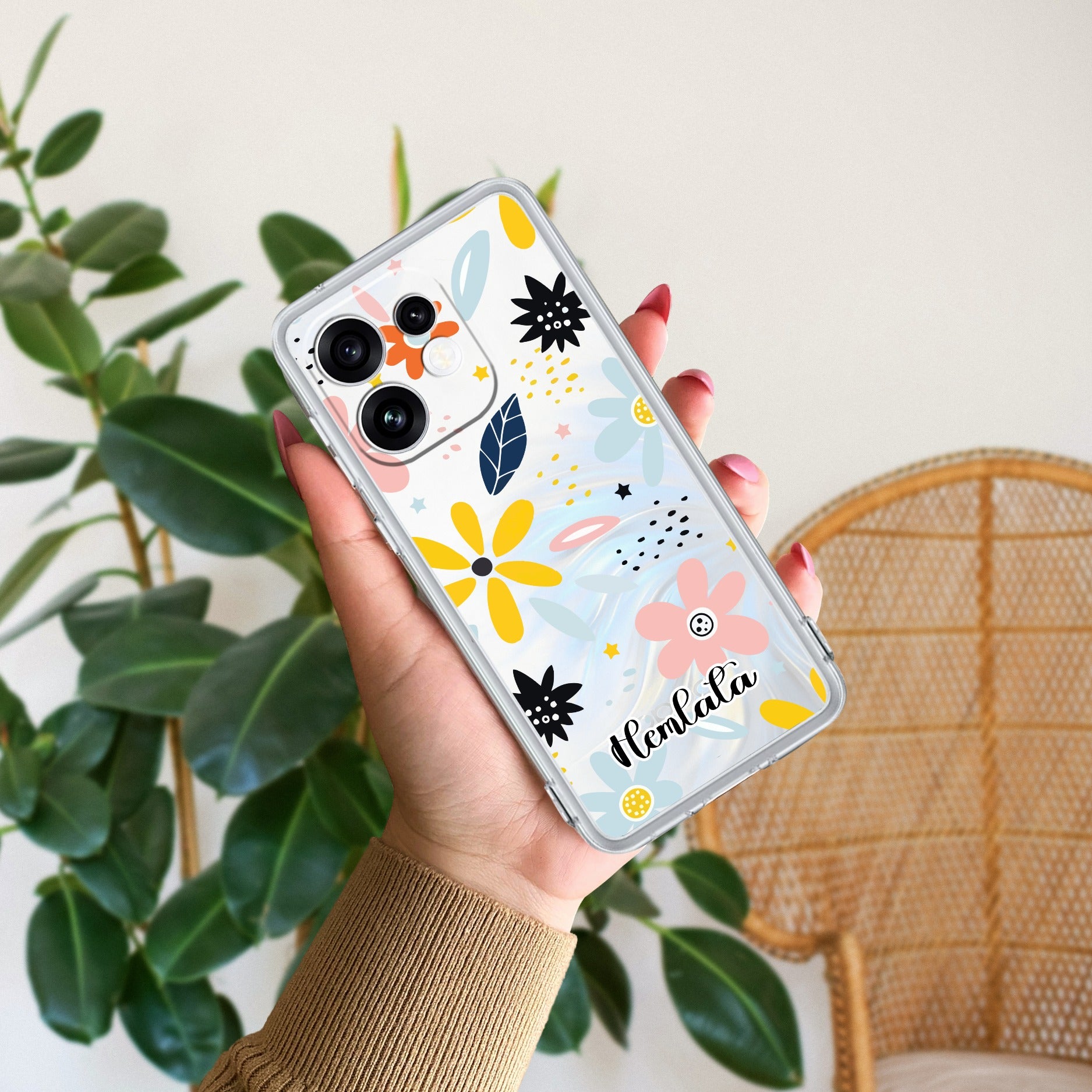 Multi Floral Customize Anti Yellow Case For Oppo Reno 16 5G