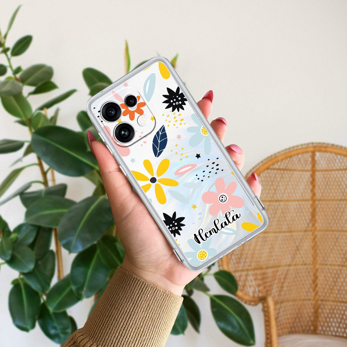 Multi Floral Customize Anti Yellow Case For Oppo Reno 16C 5G