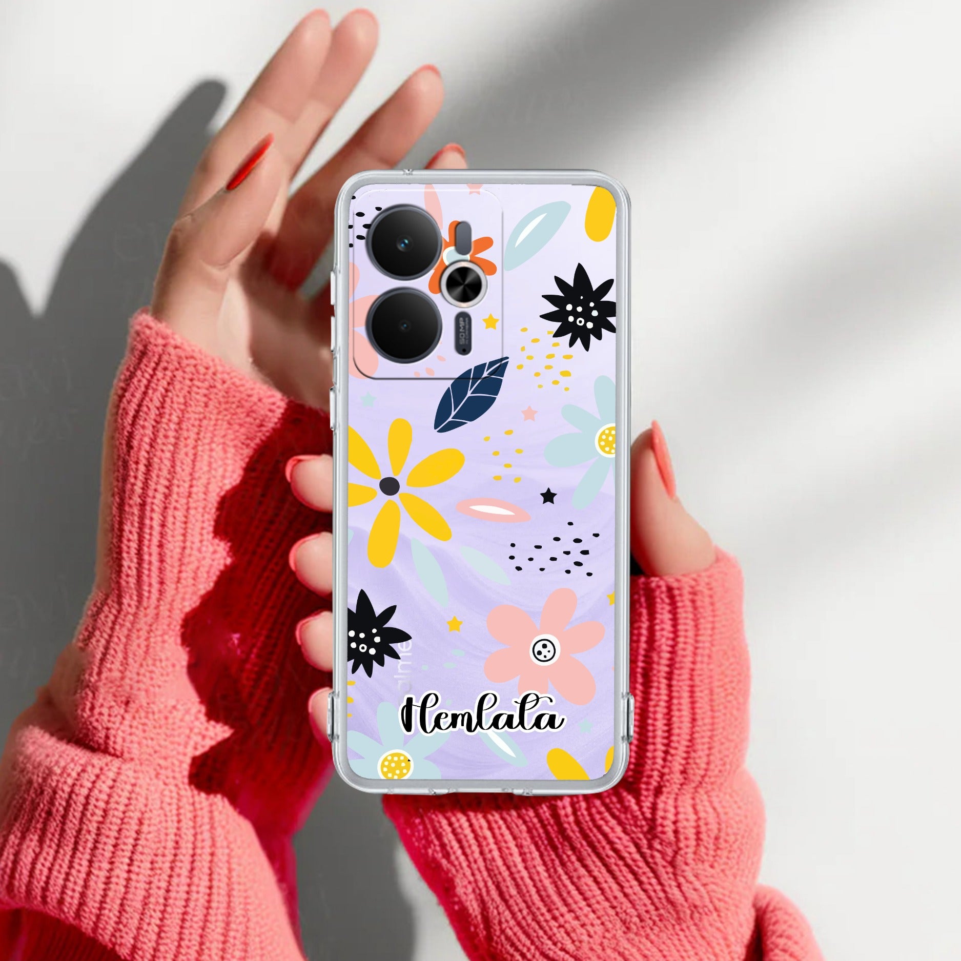 Multi Floral Customize Transparent Silicon Case For Realme 14T 5G