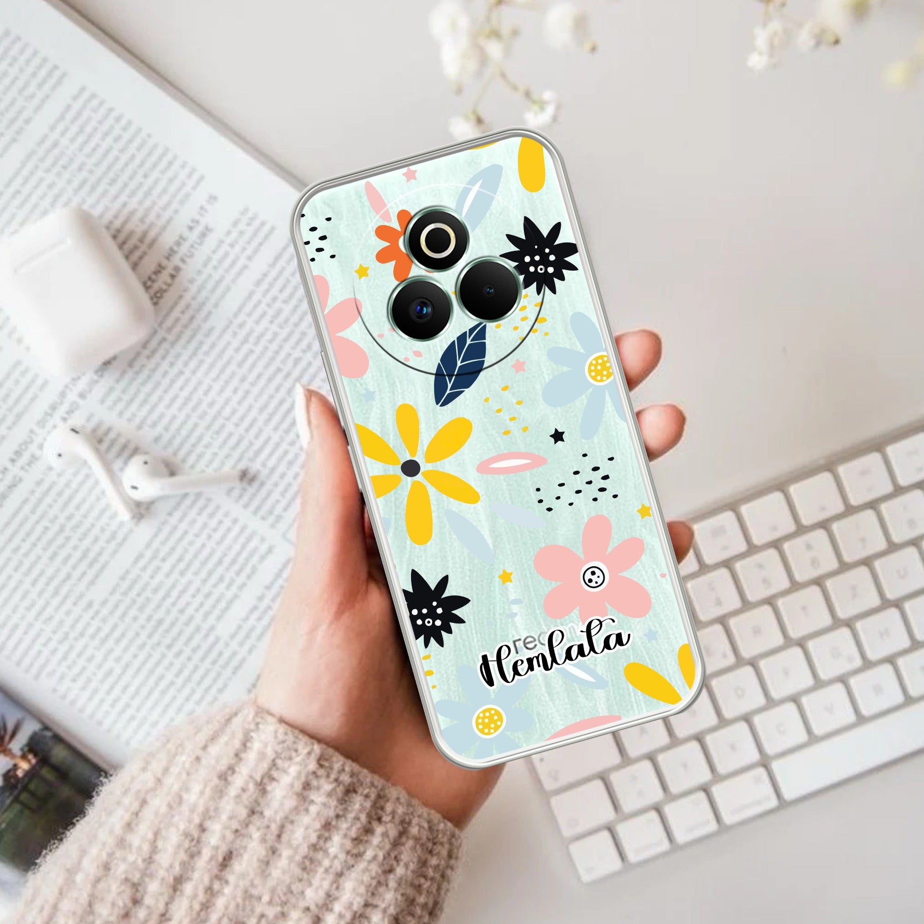 Multi Floral Customize Transparent Silicon Case For Realme P3 Pro 5G