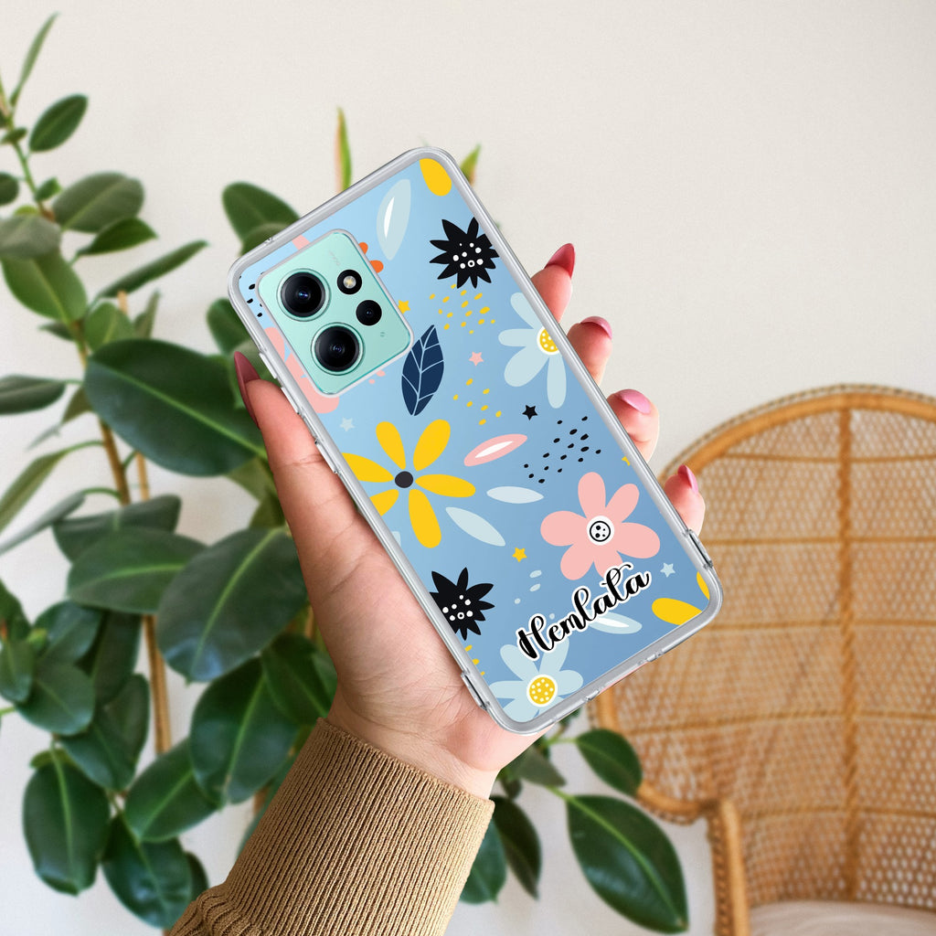 Multi Floral Customize Transparent Silicon Case For Redmi Note 12 4G
