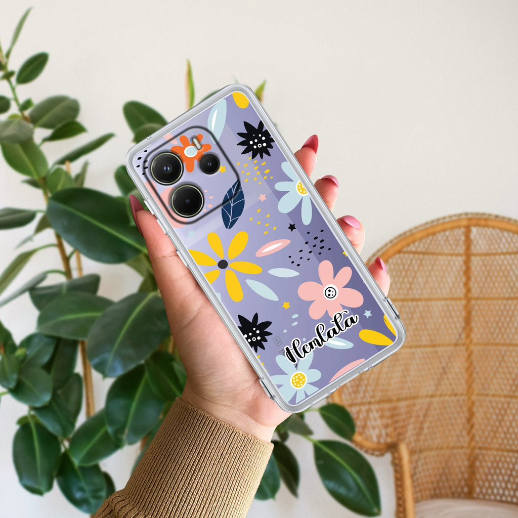 Multi Floral Customize Transparent Silicon Case For Redmi Note 14 5G