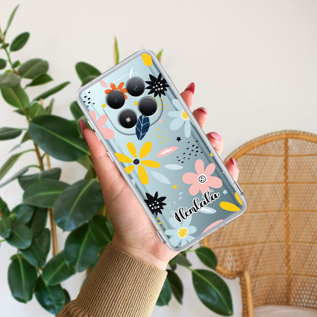 Multi Floral Customize Transparent Silicon Case For Redmi Note 15 Pro Plus 5G
