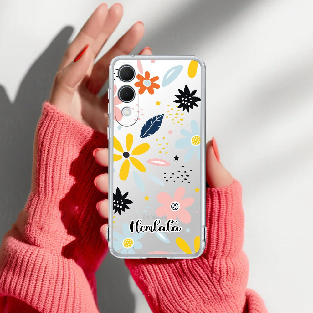 Multi Floral Customize Transparent Silicon Case For Samsung