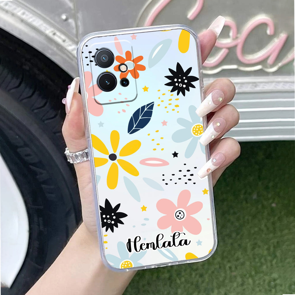 Multi Floral Customize Anti Yellow Case For Vivo T1 5G