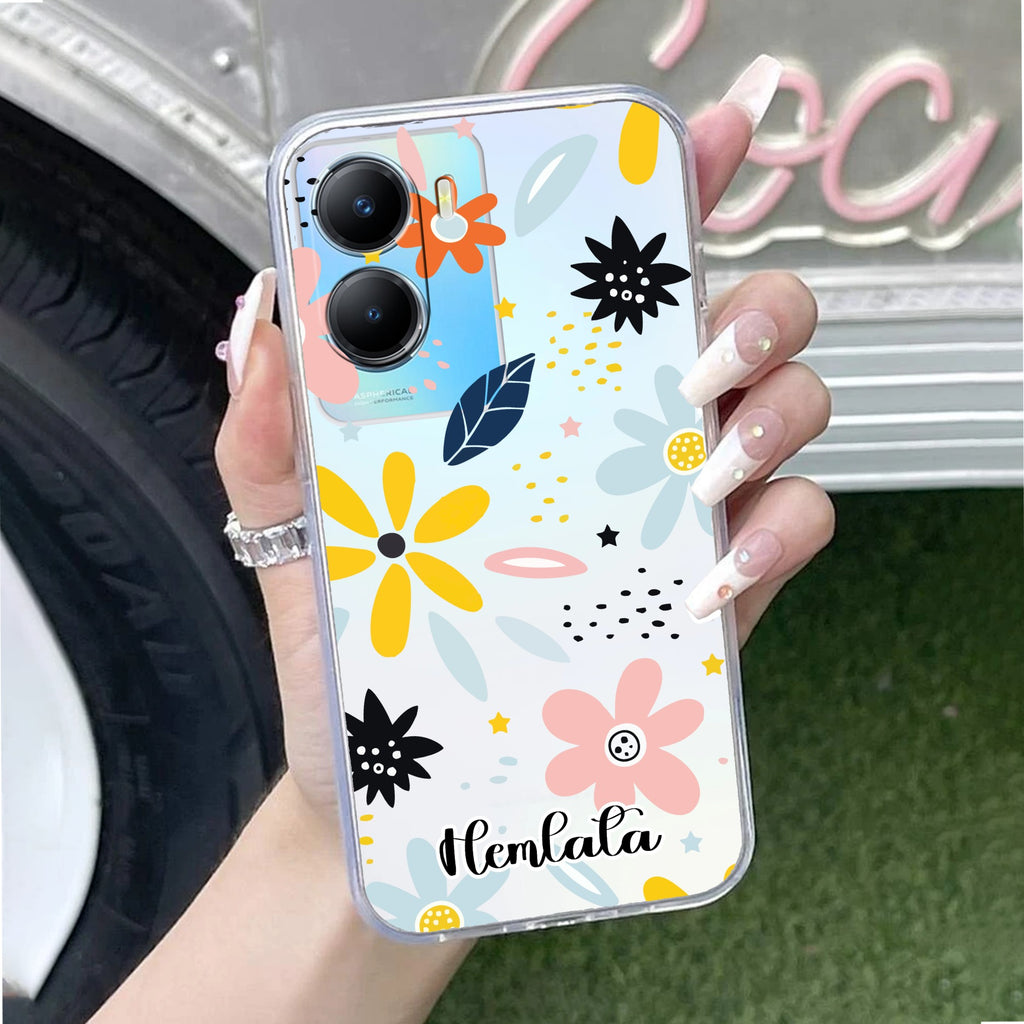 Multi Floral Customize Transparent Silicon Case For Vivo T2x 5G