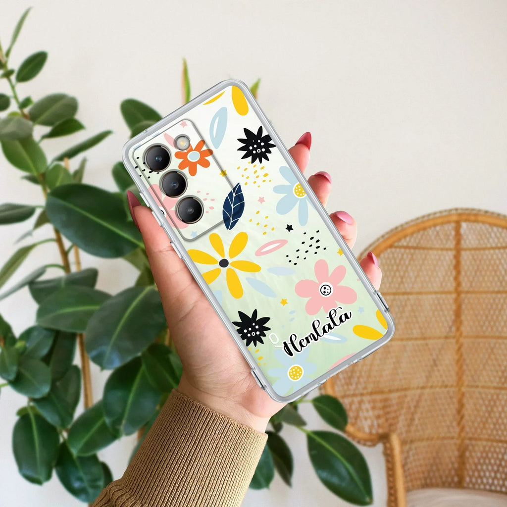 Multi Floral Customize Transparent Silicon Case For Vivo Y200e 5G