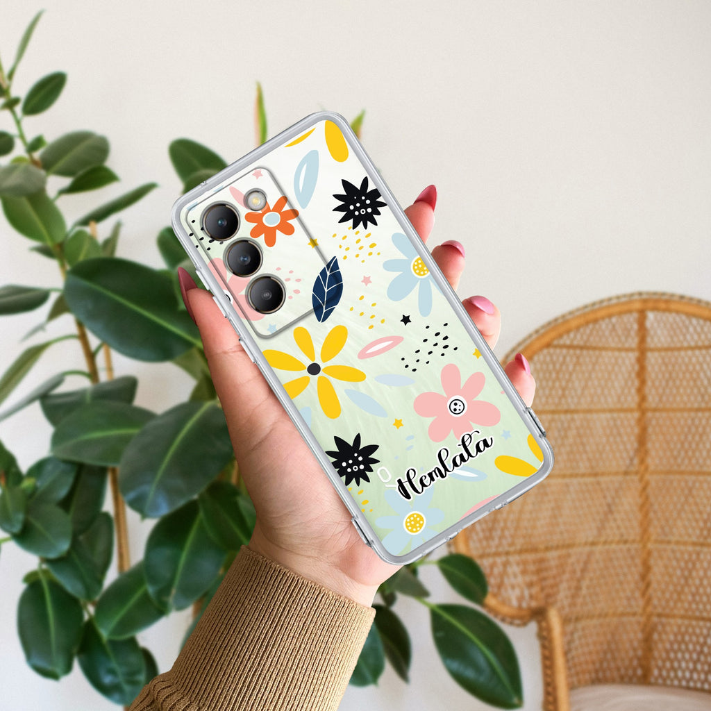 Multi Floral Customize Anti Yellow Case For Vivo T3 5G