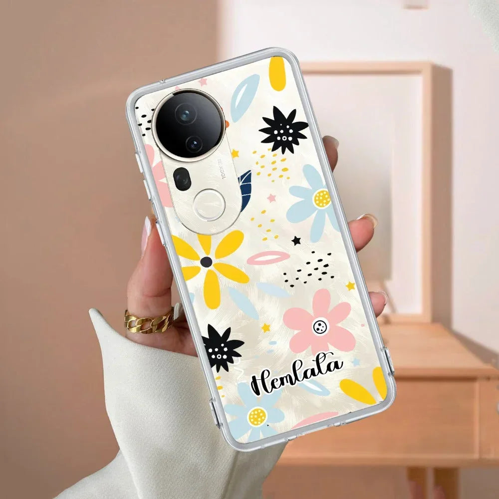 Multi Floral Customize Transparent Silicon Case For Vivo V20 SE