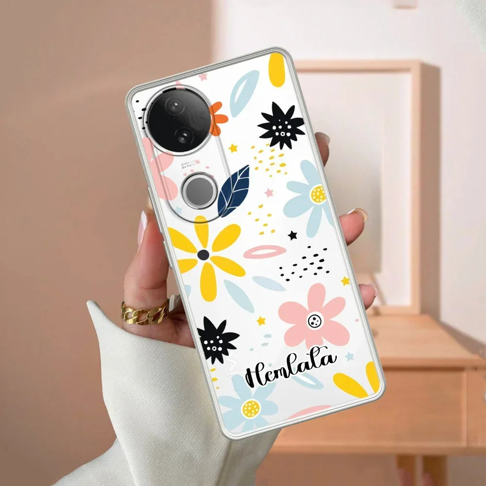 Multi Floral Customize Transparent Silicon Case For Vivo Y28s/ Y28e