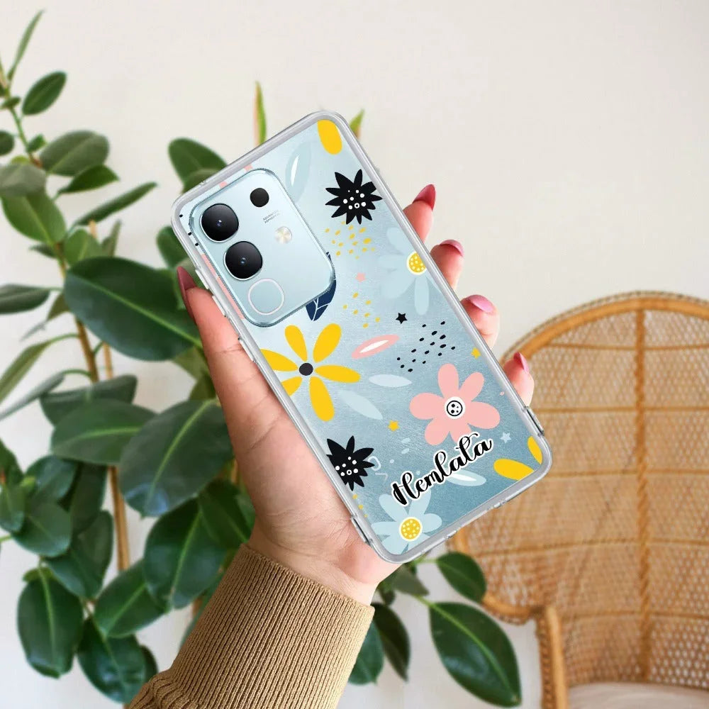 Multi Floral Customize Transparent Silicon Case For Vivo V21e 5G