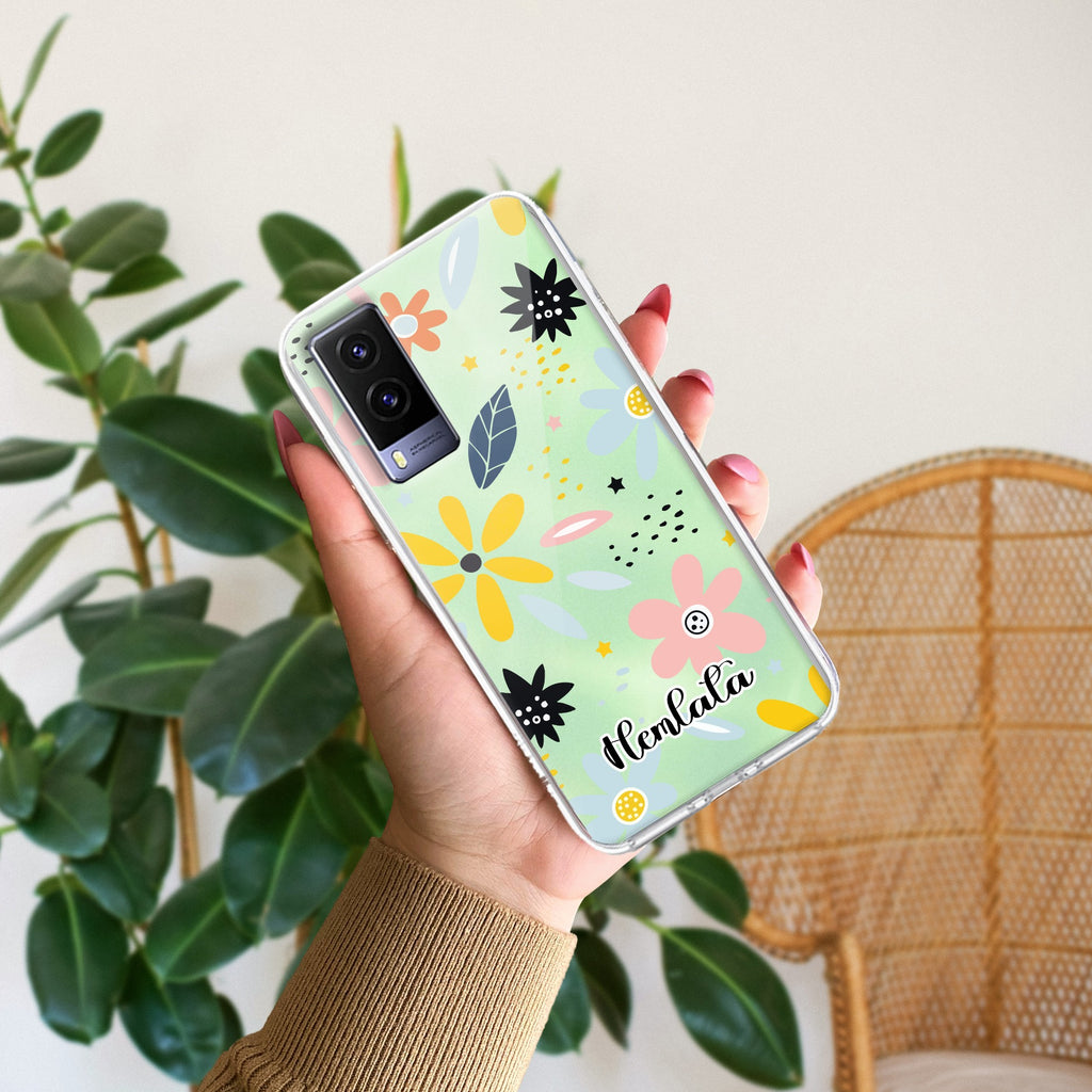 Multi Floral Customize Transparent Silicon Case For Vivo V21e 5G