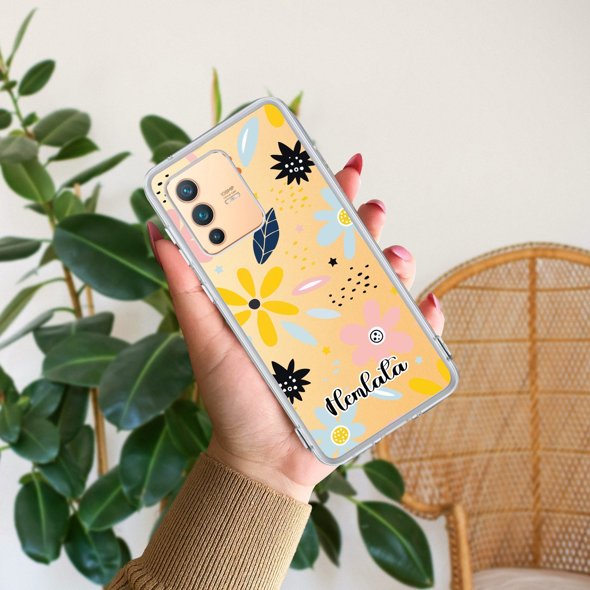 Multi Floral Customize Transparent Silicon Case For Vivo V23 5G