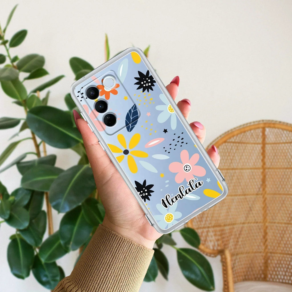 Multi Floral Customize Transparent Silicon Case For Vivo Y12G /Vivo Y12S
