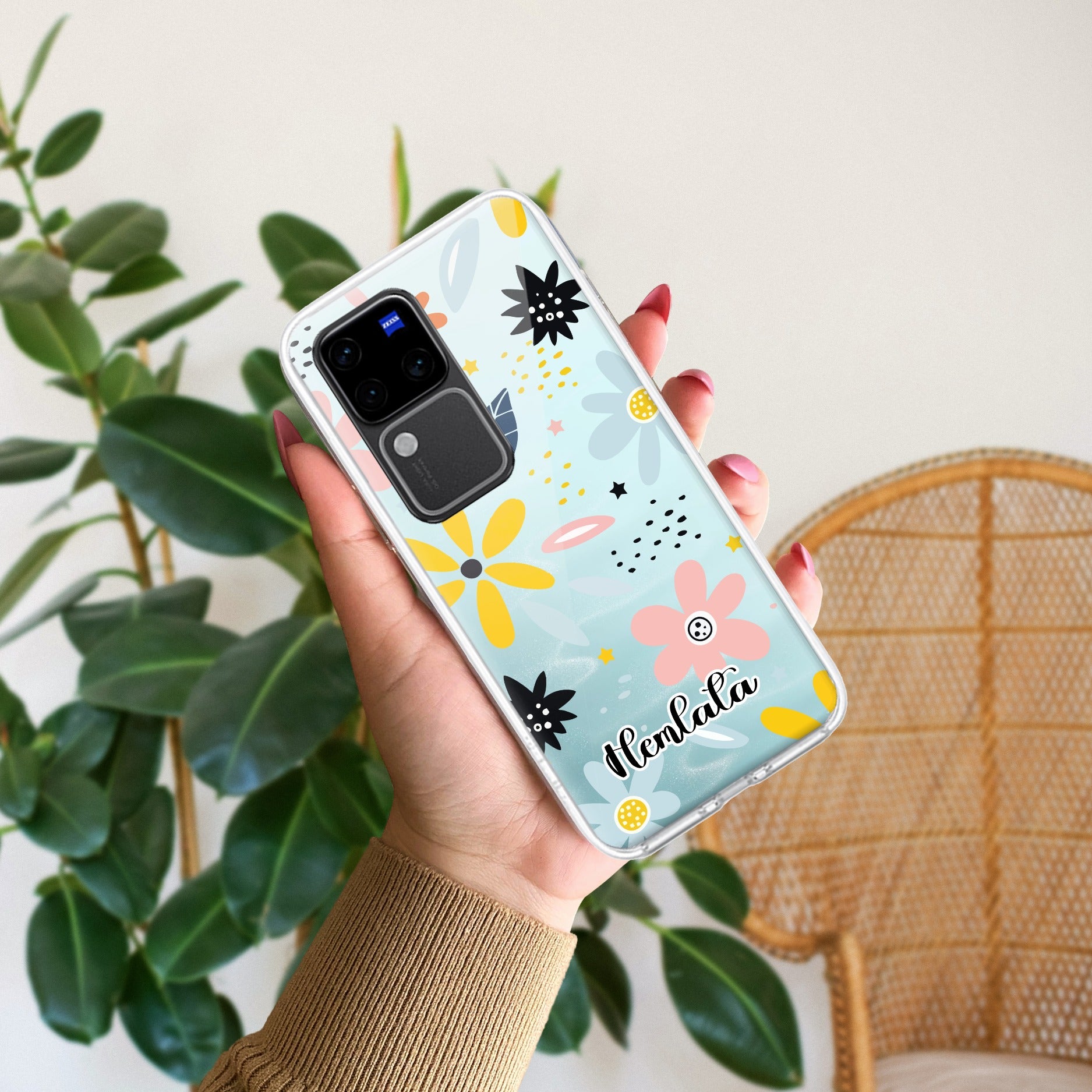 Multi Floral Customize Transparent Silicon Case For Vivo V30 Pro 5G