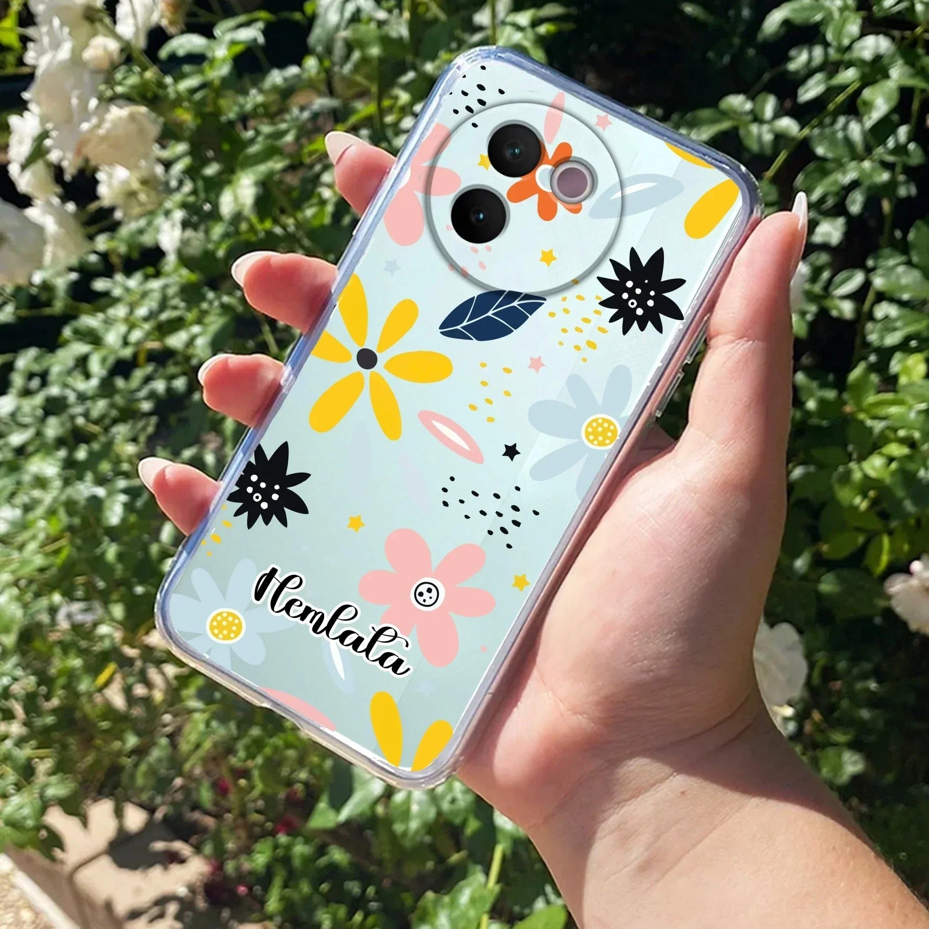 Multi Floral Customize Transparent Silicon Case For Vivo X90 5G