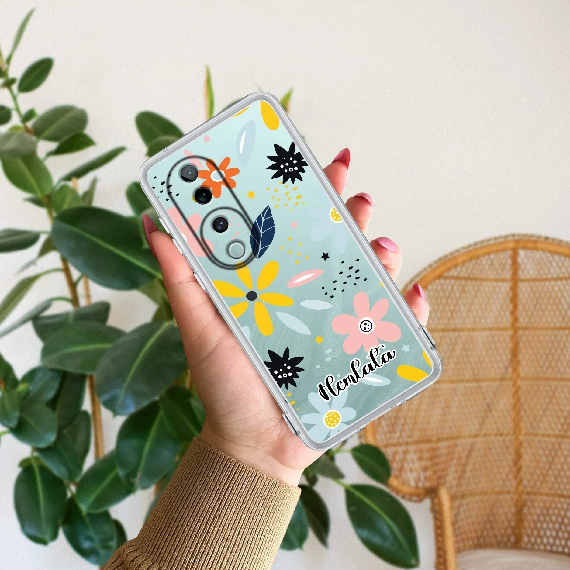 Multi Floral Customize Transparent Silicon Case For Vivo V30e 5G