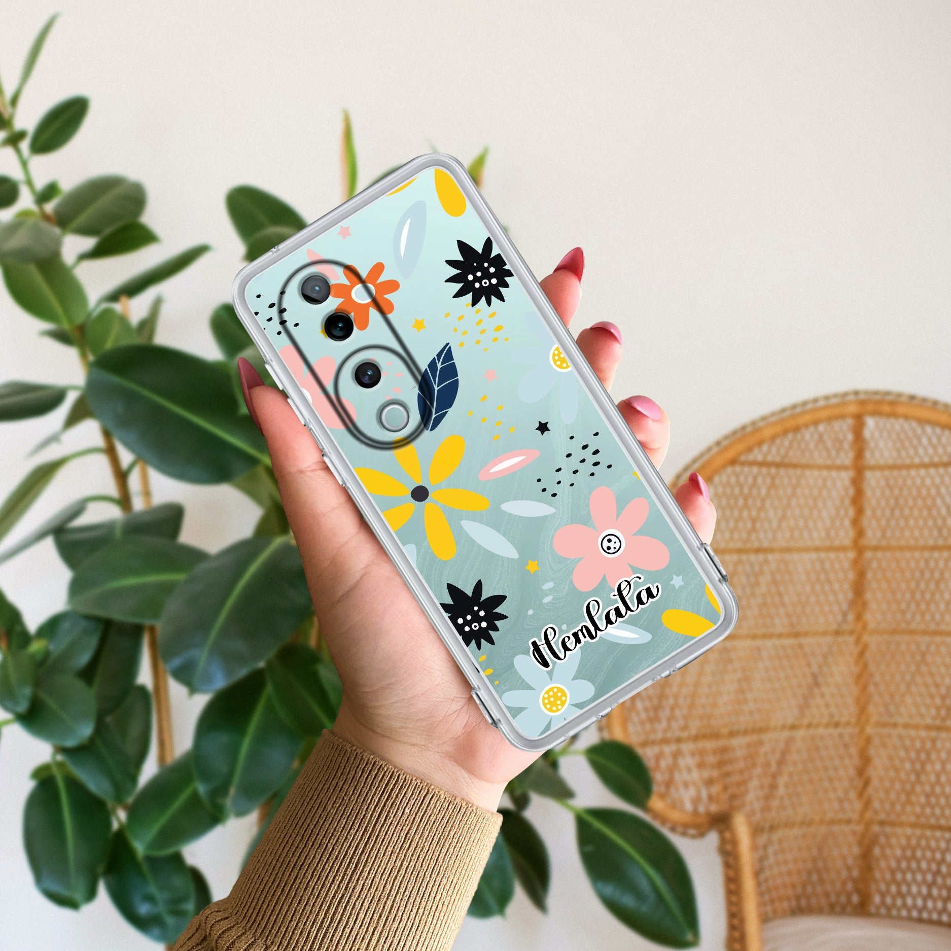 Multi Floral Customize Anti Yellow Case For Vivo V40 5G