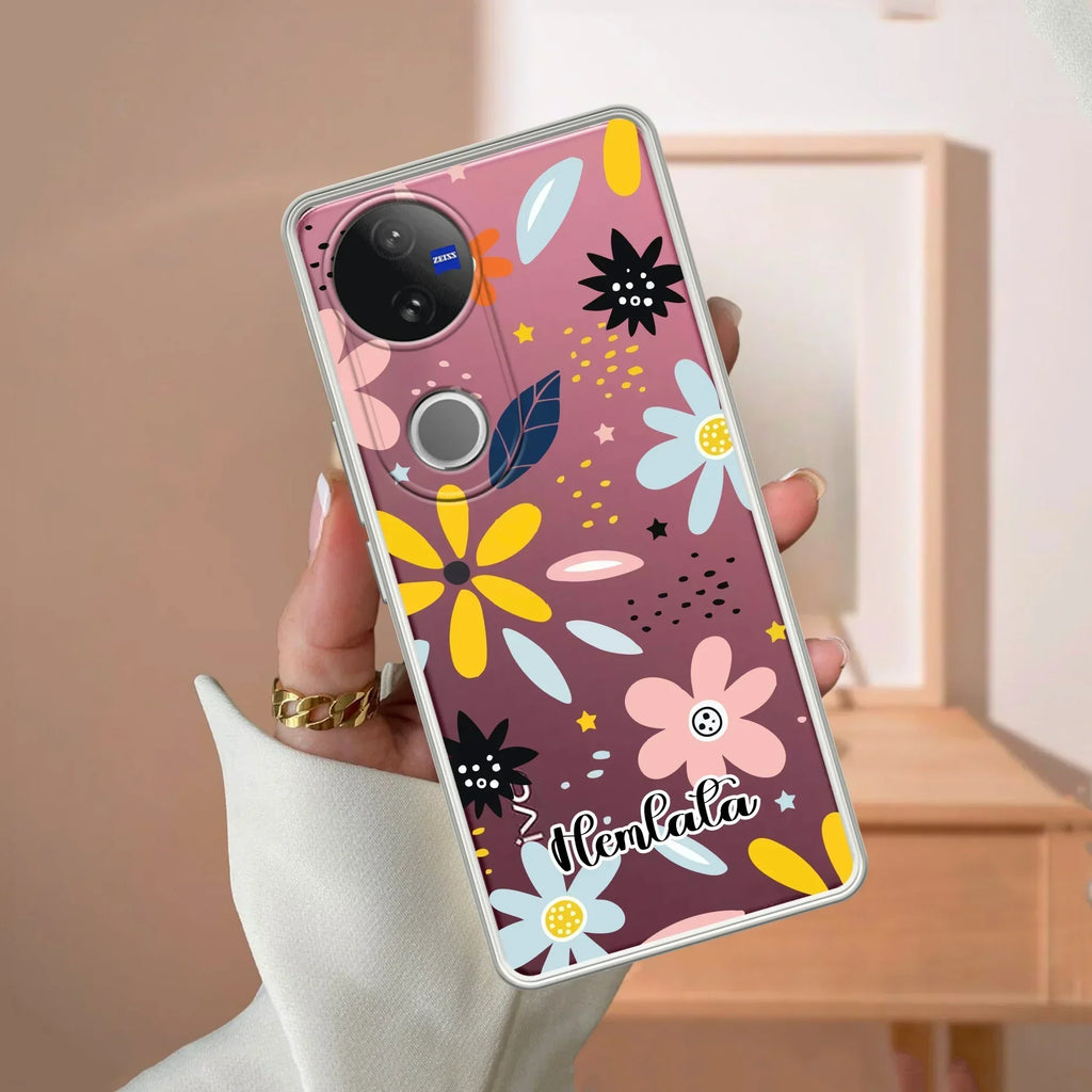 Multi Floral Customize Transparent Silicon Case For Vivo V40 Pro 5G