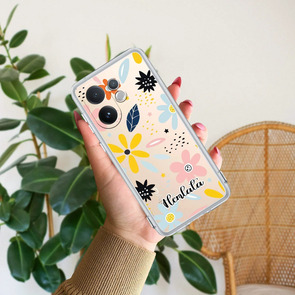 Multi Floral Customize Transparent Silicon Case For Vivo V40 5G