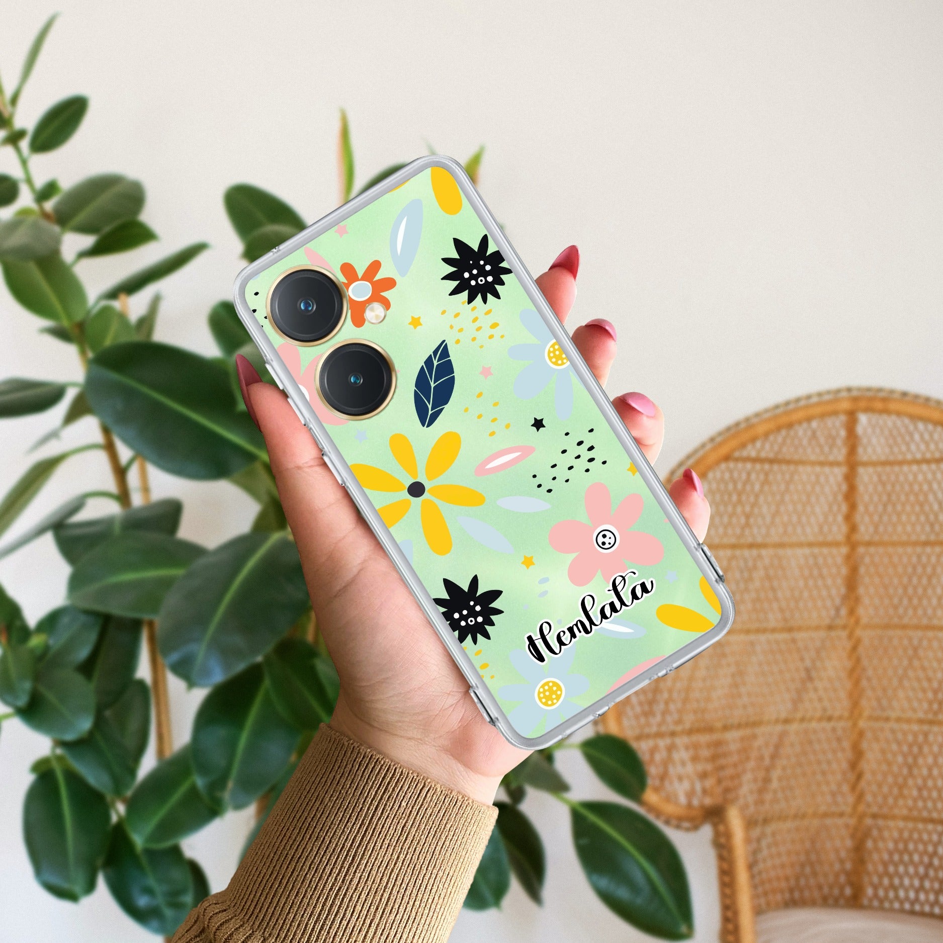 Multi Floral Customize Transparent Silicon Case For Vivo Y27 4G