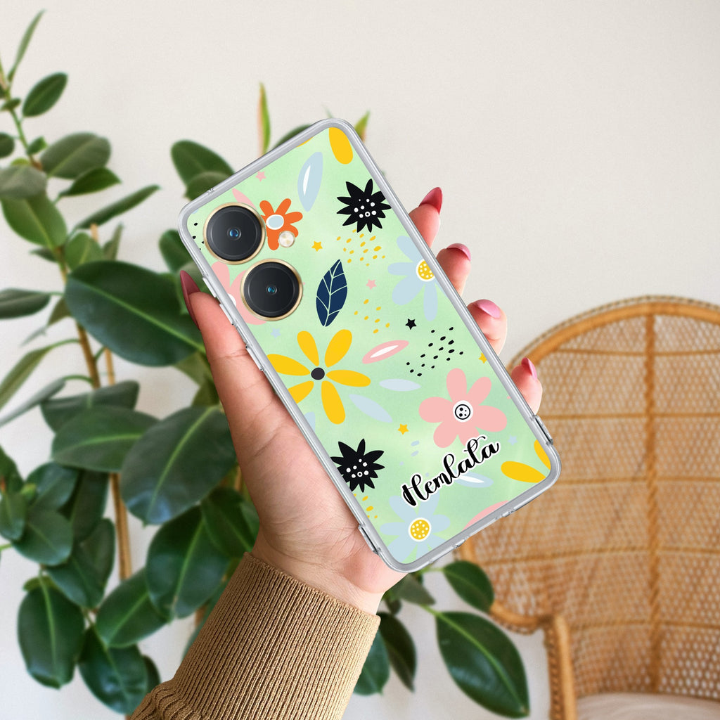 Multi Floral Customize Anti Yellow Case For Vivo Y27 4G