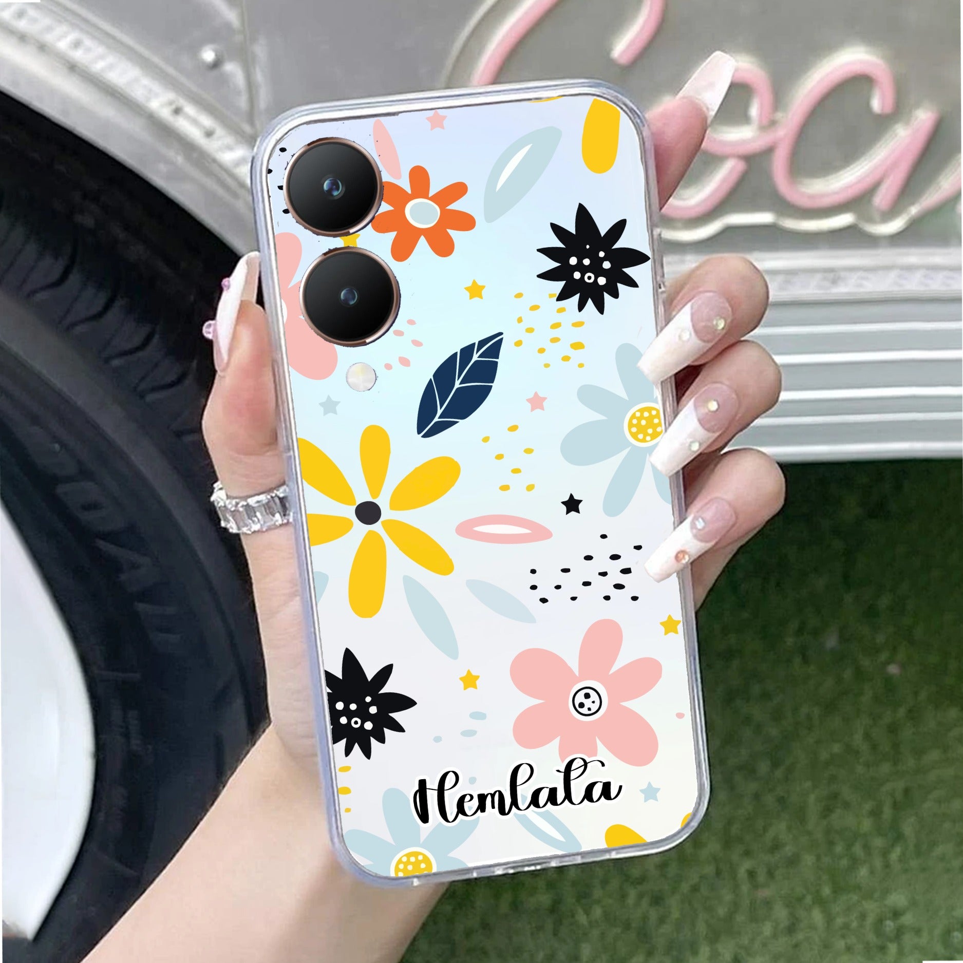 Multi Floral Customize Transparent Silicon Case For Vivo Y28 5G