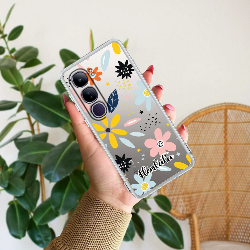 Multi Floral Customize Transparent Silicon Case For Vivo V40e 5G