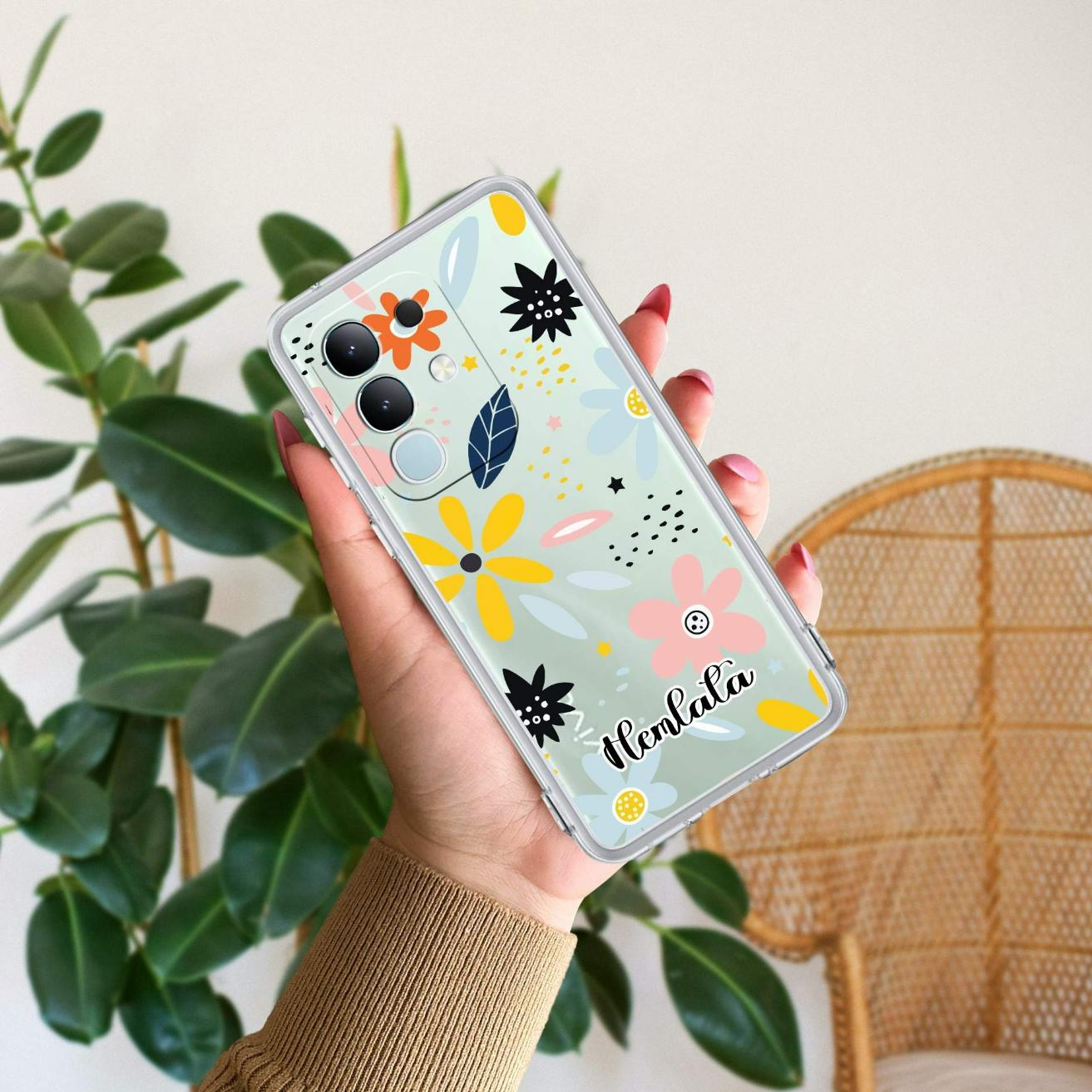 Multi Floral Customize Transparent Silicon Case For Vivo Y31 Pro 5G