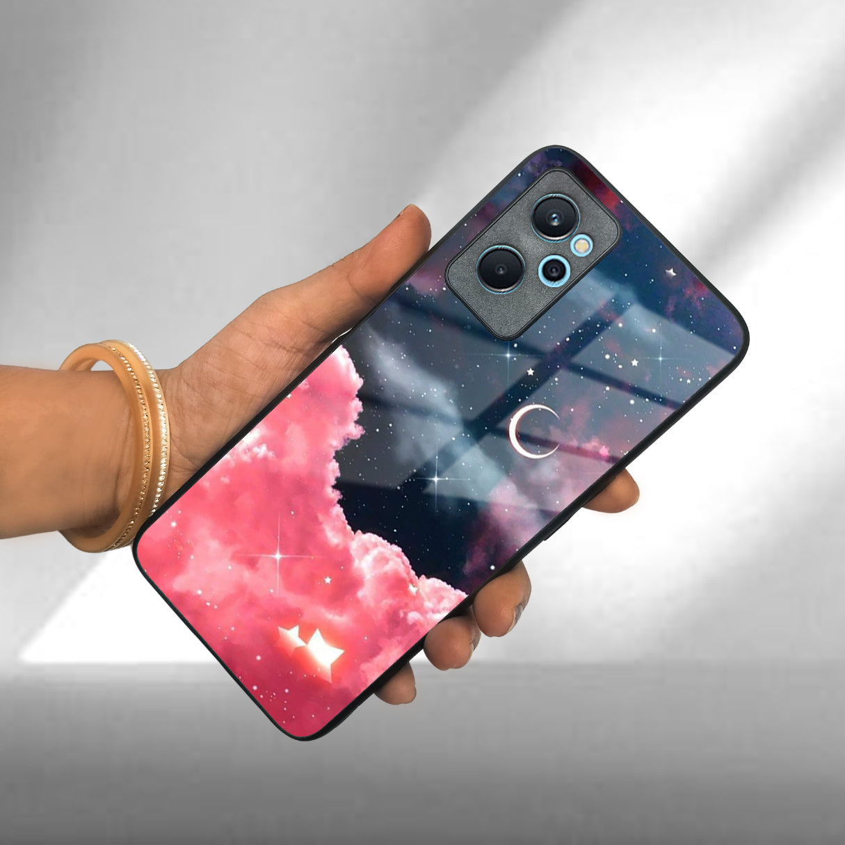 Aesthetic Cloud Glass Case Cover For Realme/Narzo