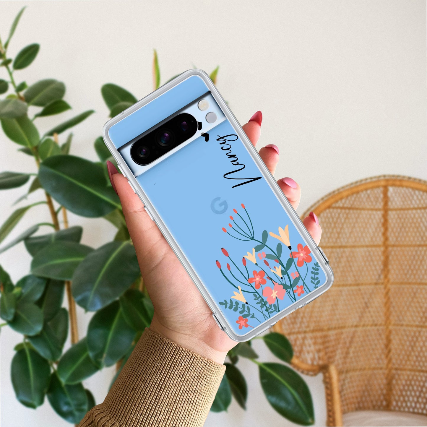 MultiColor Floral Customize Transparent Silicon Case For Google